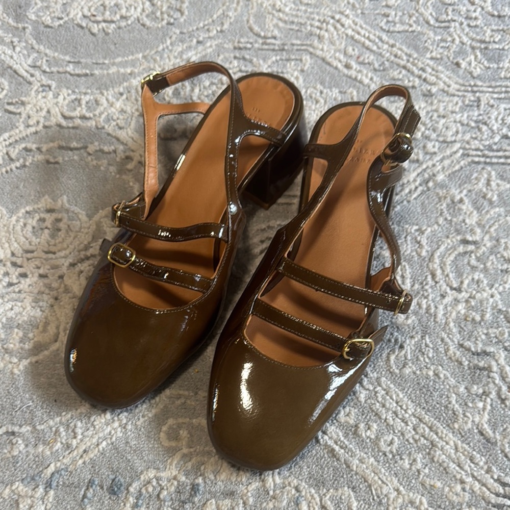 Sezane Brown Patent Leather Heels